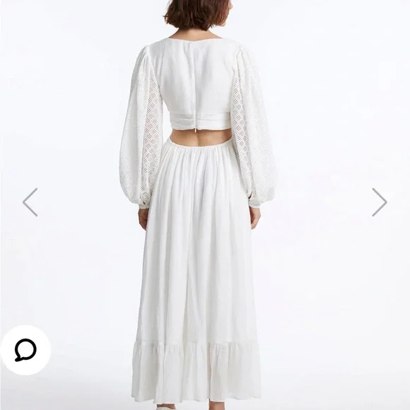 NWT Urban Revivo White Cut Out Ruffle Hem Dress - size Small - Picture 5 of 7